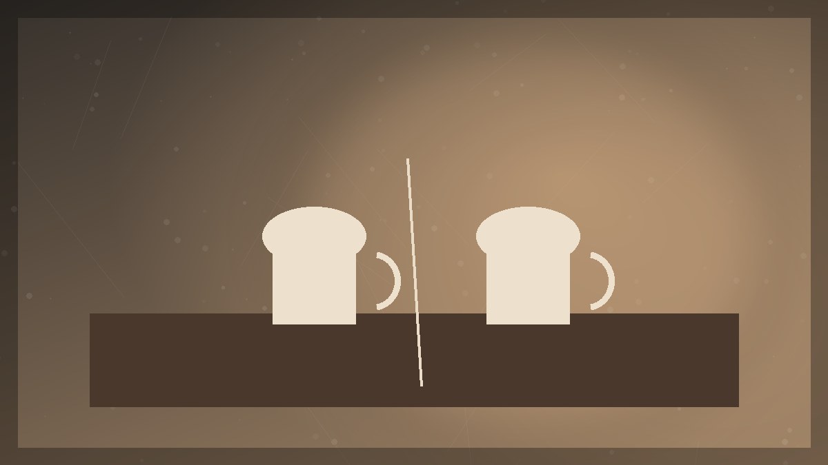 Two untouched coffee cups on opposite sides of a quiet kitchen table